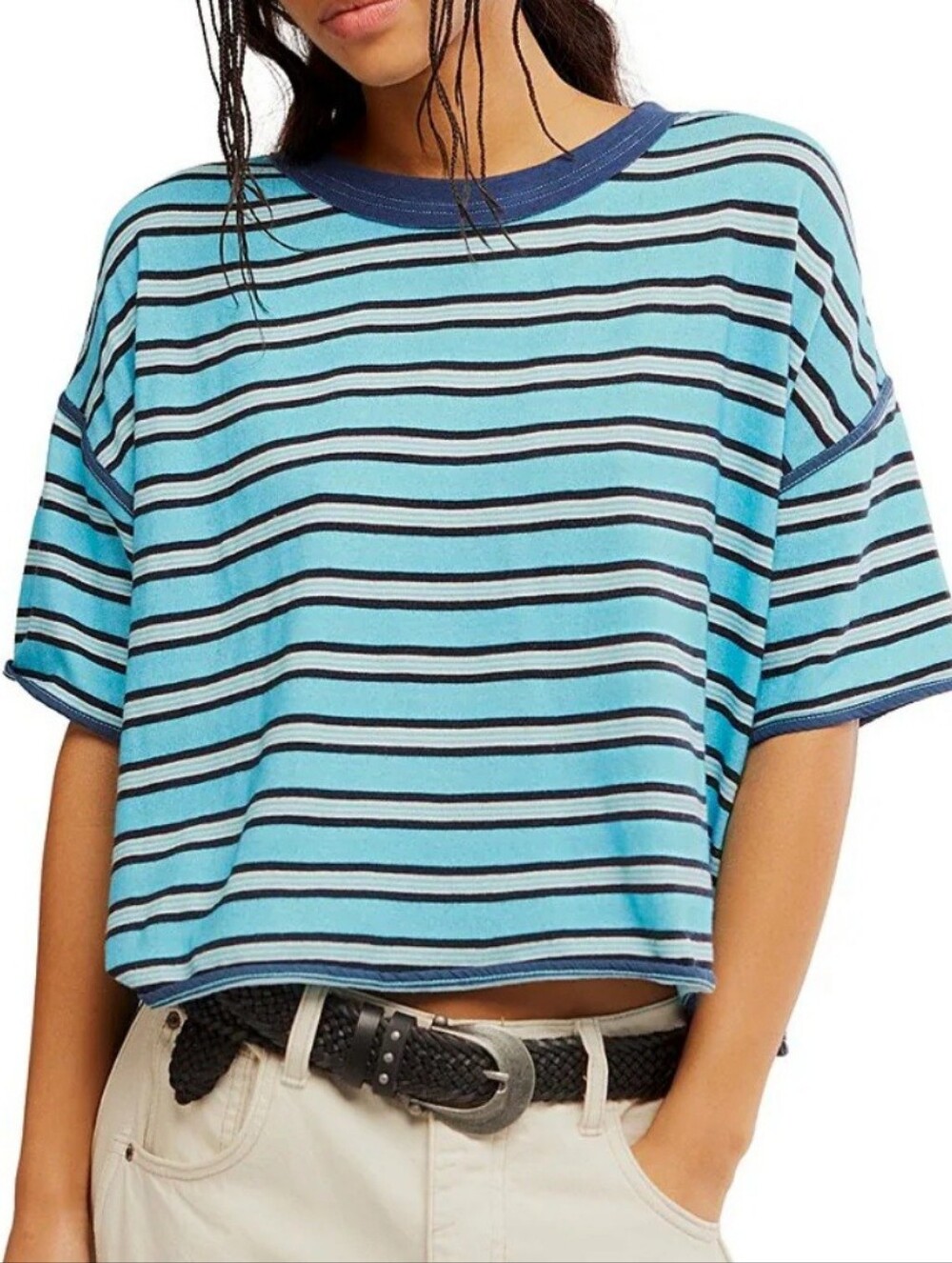 Free People Rugby Striped Print T-Shirt Size XS